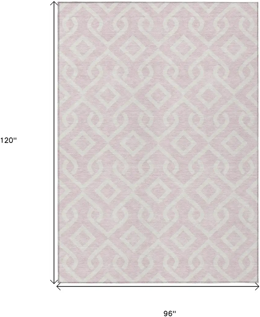 Pink And Ivory Geometric Washable Indoor Outdoor Area Rug Photo 3