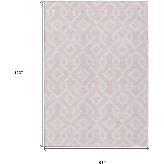Pink And Ivory Geometric Washable Indoor Outdoor Area Rug Photo 3