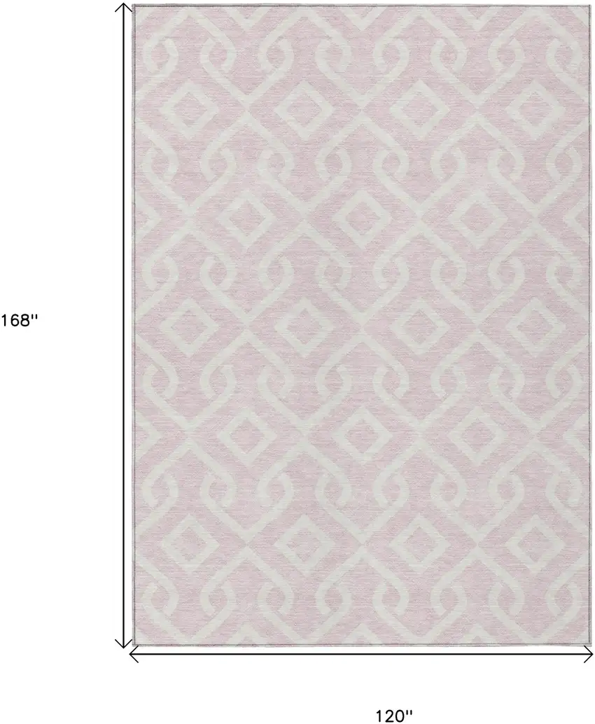 Pink And Ivory Geometric Washable Indoor Outdoor Area Rug Photo 3