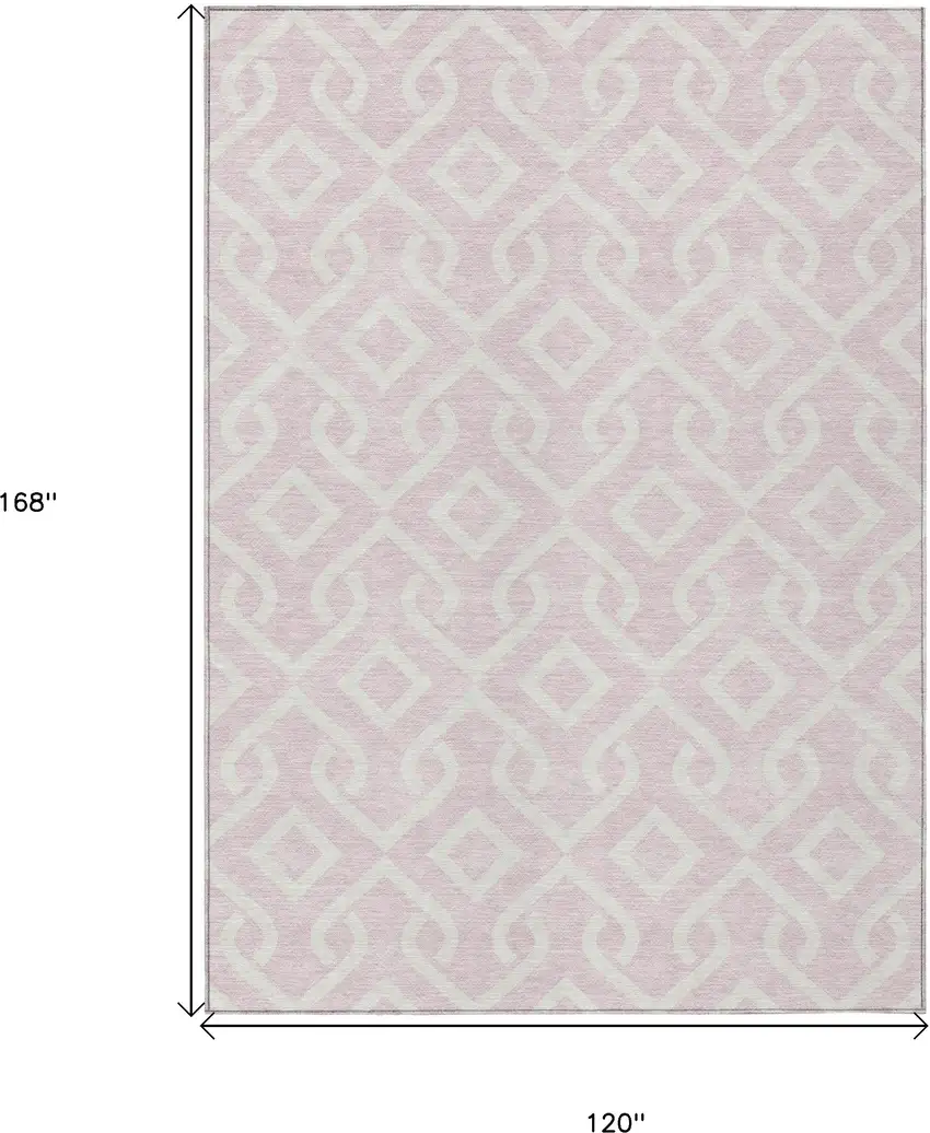 Pink And Ivory Geometric Washable Indoor Outdoor Area Rug Photo 3