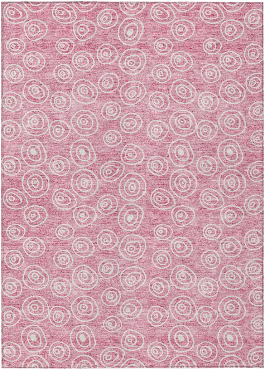 Pink And Ivory Geometric Washable Indoor Outdoor Area Rug Photo 1