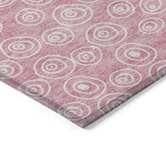 Pink And Ivory Geometric Washable Indoor Outdoor Area Rug Photo 3