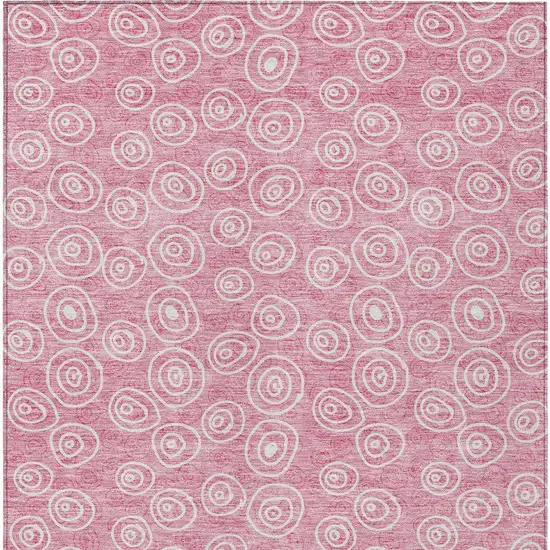 Pink And Ivory Geometric Washable Indoor Outdoor Area Rug Photo 5
