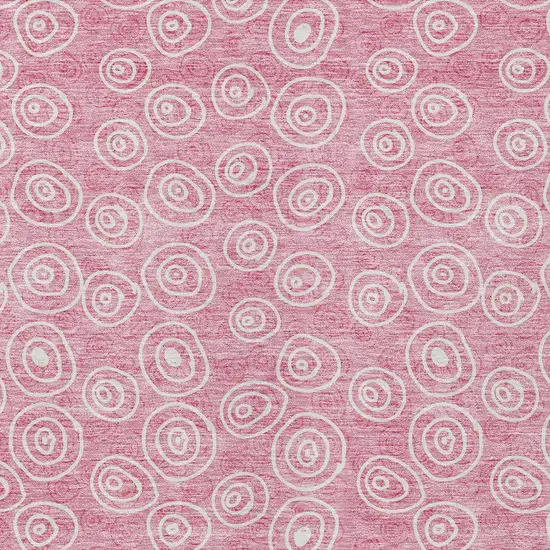 Pink And Ivory Geometric Washable Indoor Outdoor Area Rug Photo 5
