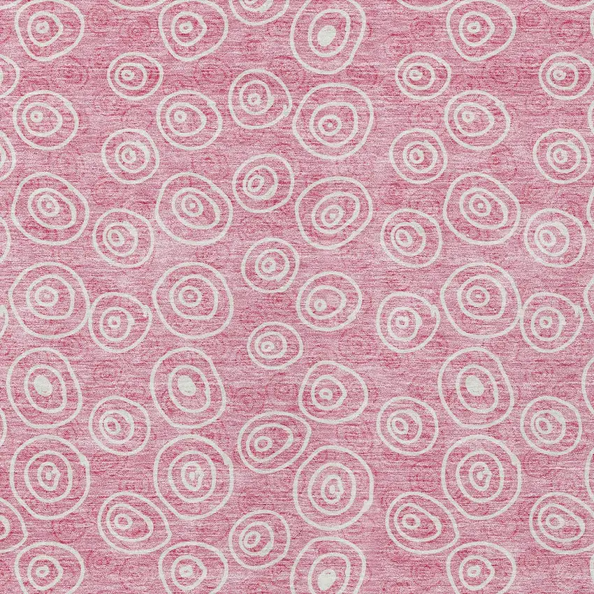 Pink And Ivory Geometric Washable Indoor Outdoor Area Rug Photo 5