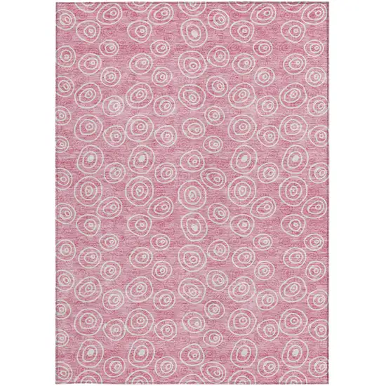 Pink And Ivory Geometric Washable Indoor Outdoor Area Rug Photo 6