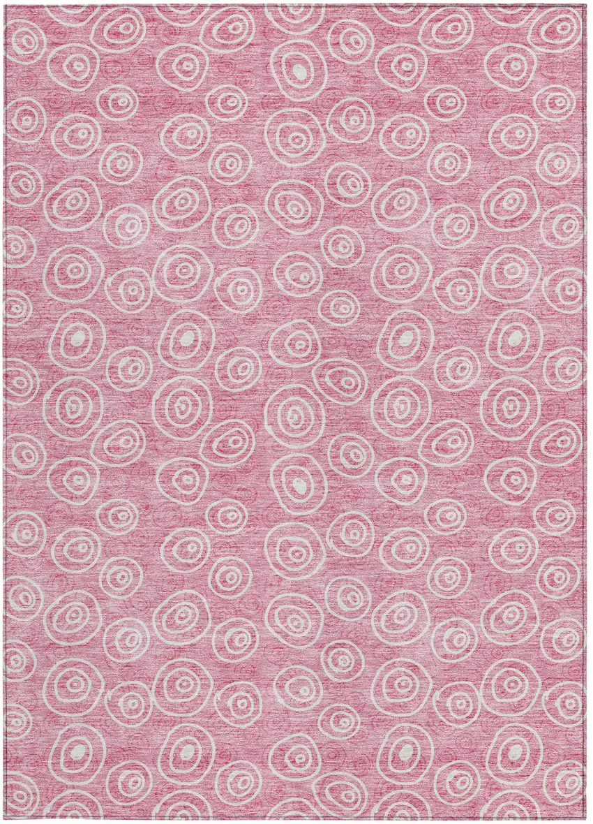 Pink And Ivory Geometric Washable Indoor Outdoor Area Rug Photo 6