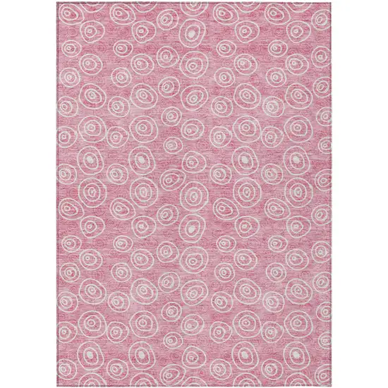 Pink And Ivory Geometric Washable Indoor Outdoor Area Rug Photo 1