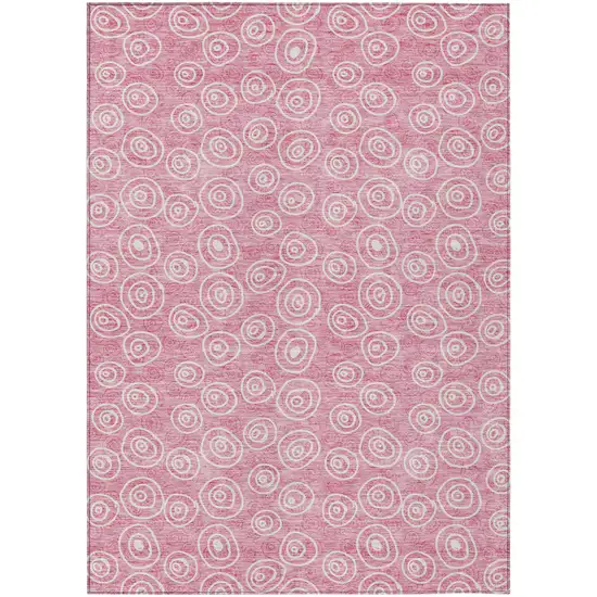 Pink And Ivory Geometric Washable Indoor Outdoor Area Rug Photo 1