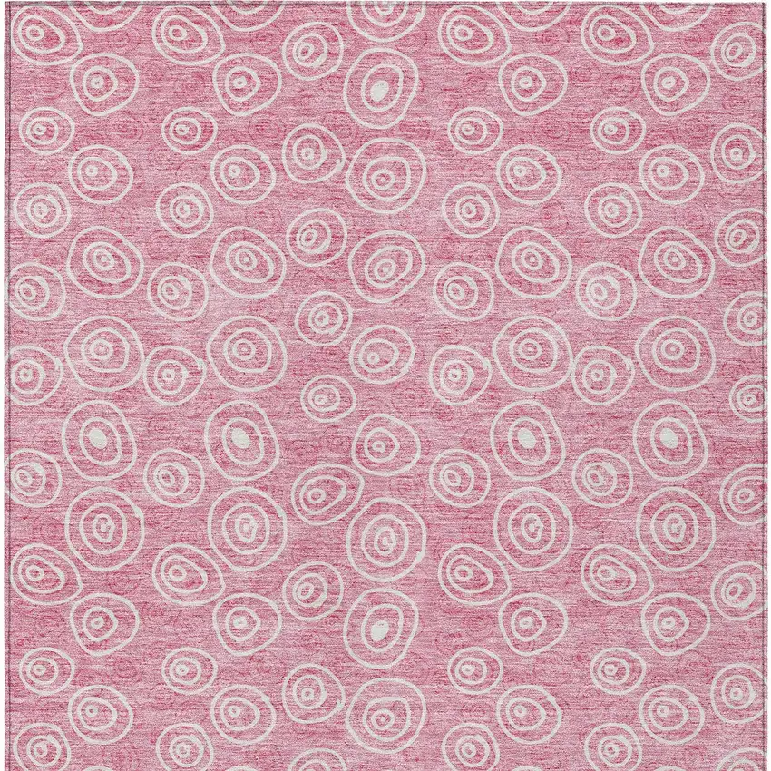 Pink And Ivory Geometric Washable Indoor Outdoor Area Rug Photo 5