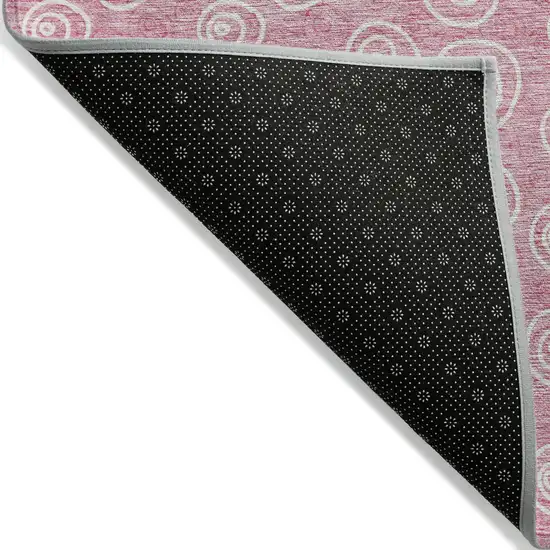 Pink And Ivory Geometric Washable Indoor Outdoor Area Rug Photo 2