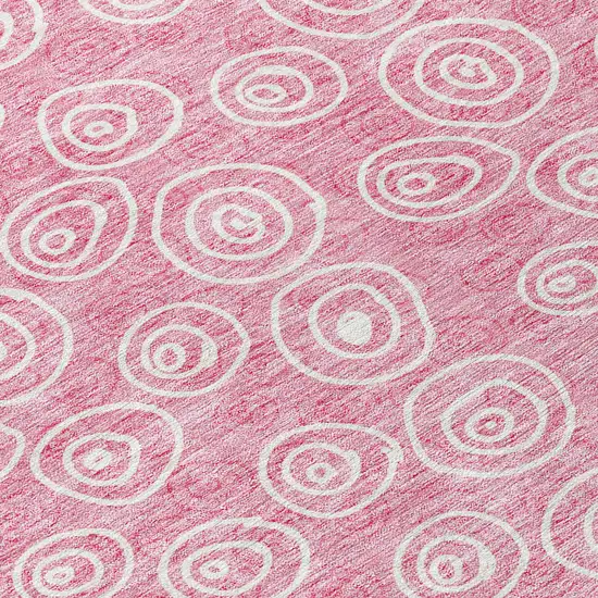 Pink And Ivory Geometric Washable Indoor Outdoor Area Rug Photo 8