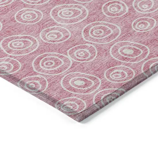 Pink And Ivory Geometric Washable Indoor Outdoor Area Rug Photo 3