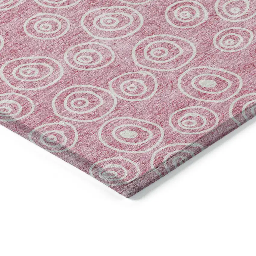 Pink And Ivory Geometric Washable Indoor Outdoor Area Rug Photo 3