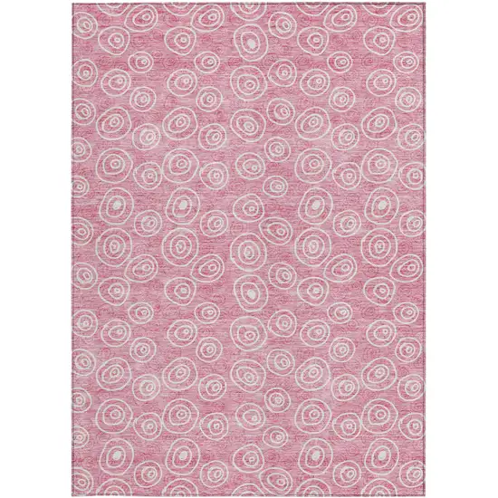 Pink And Ivory Geometric Washable Indoor Outdoor Area Rug Photo 4
