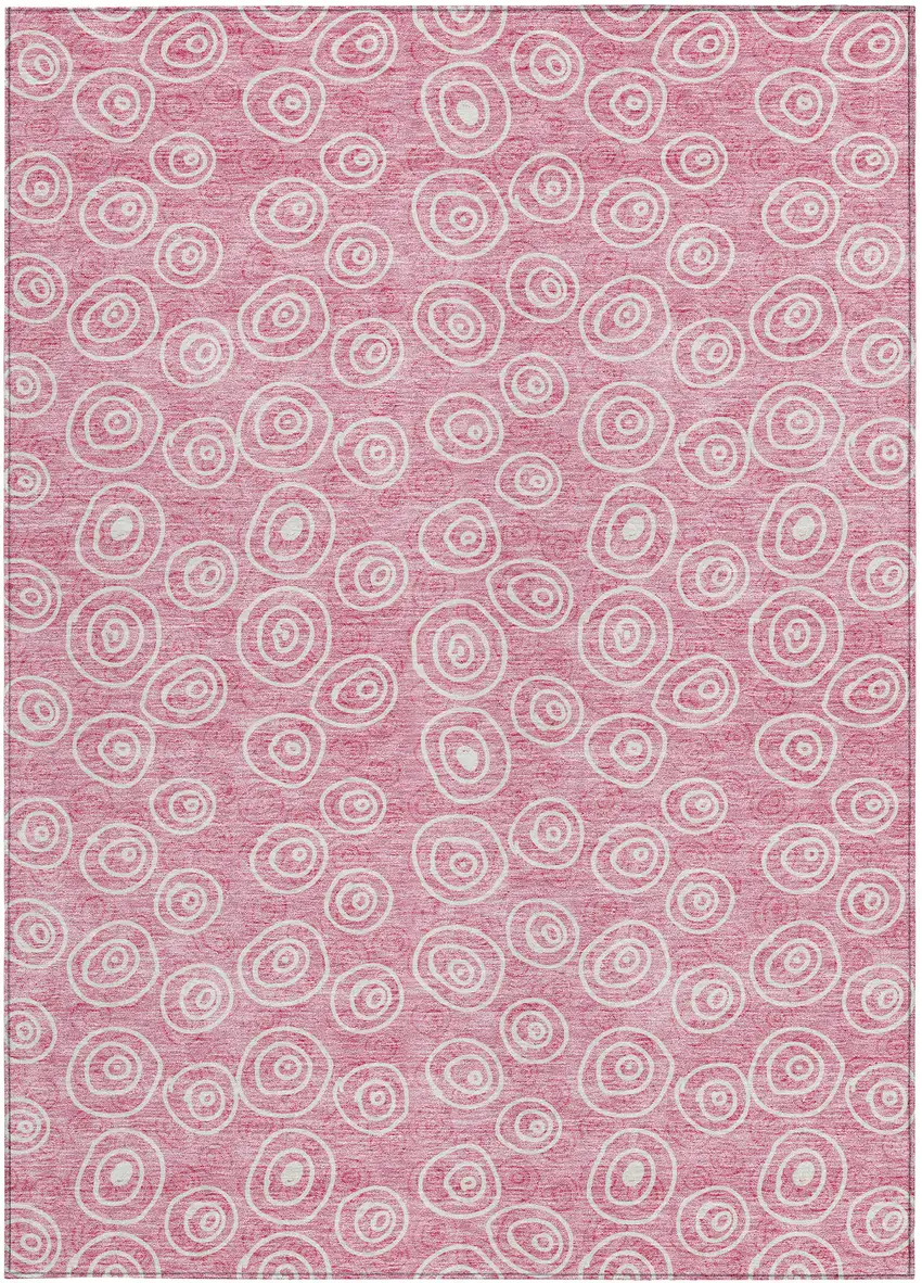 Pink And Ivory Geometric Washable Indoor Outdoor Area Rug Photo 4