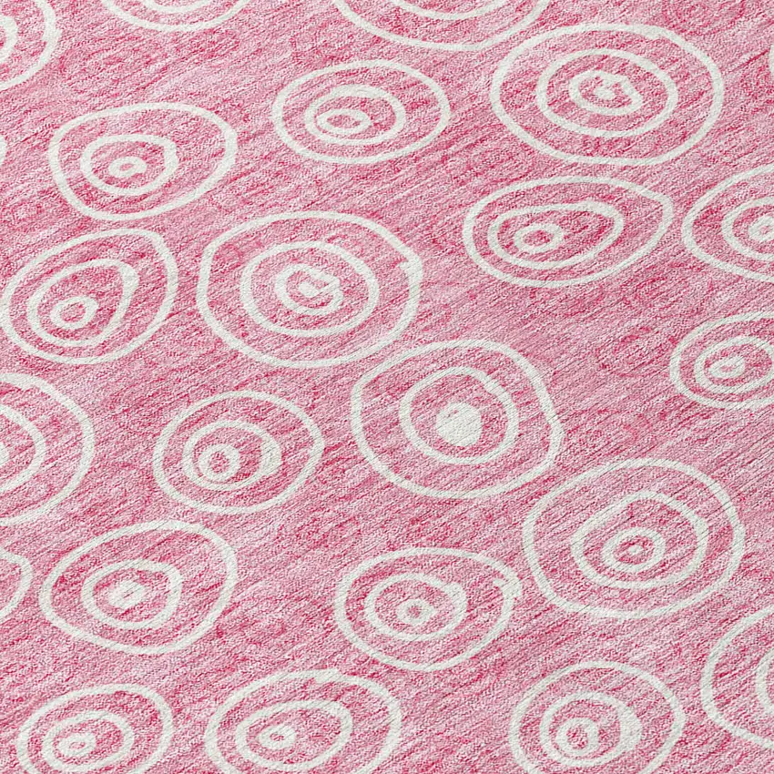 Pink And Ivory Geometric Washable Indoor Outdoor Area Rug Photo 7