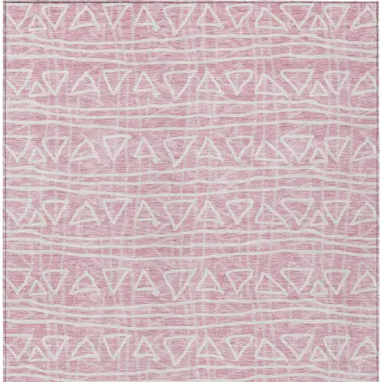 Pink And Ivory Geometric Washable Indoor Outdoor Area Rug Photo 5