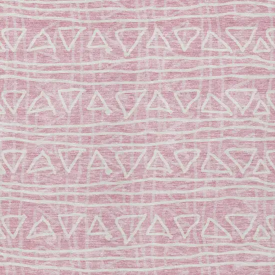 Pink And Ivory Geometric Washable Indoor Outdoor Area Rug Photo 5