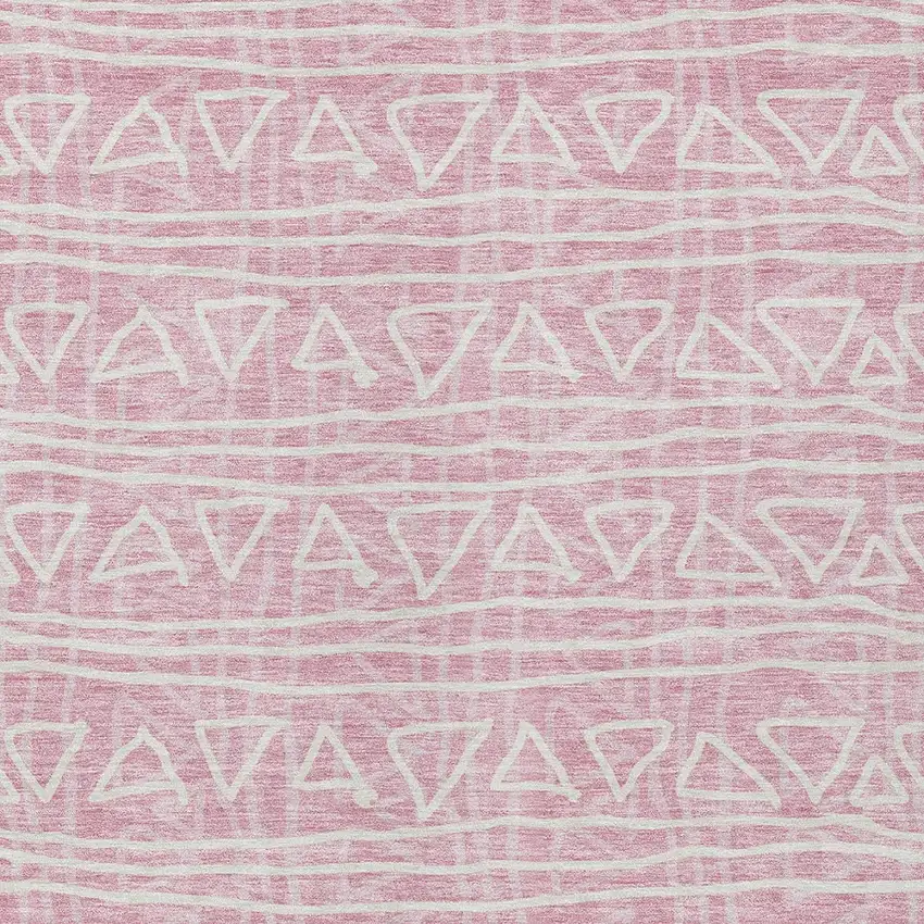 Pink And Ivory Geometric Washable Indoor Outdoor Area Rug Photo 5
