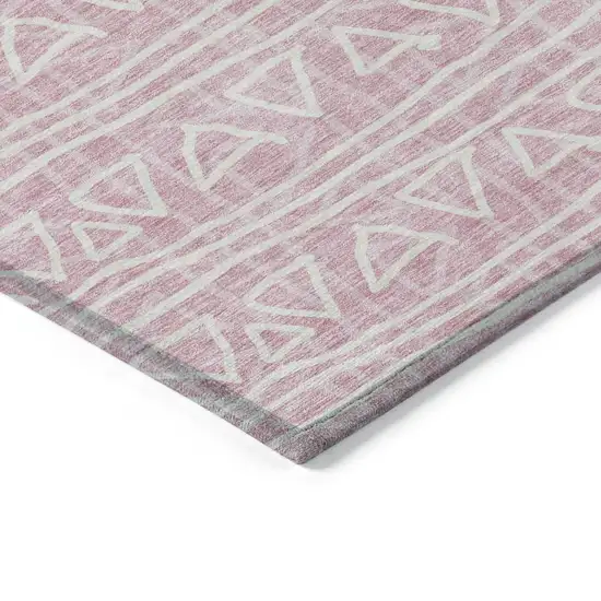 Pink And Ivory Geometric Washable Indoor Outdoor Area Rug Photo 3