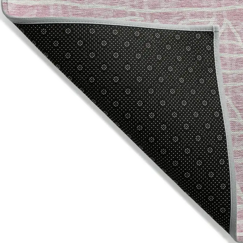 Pink And Ivory Geometric Washable Indoor Outdoor Area Rug Photo 2