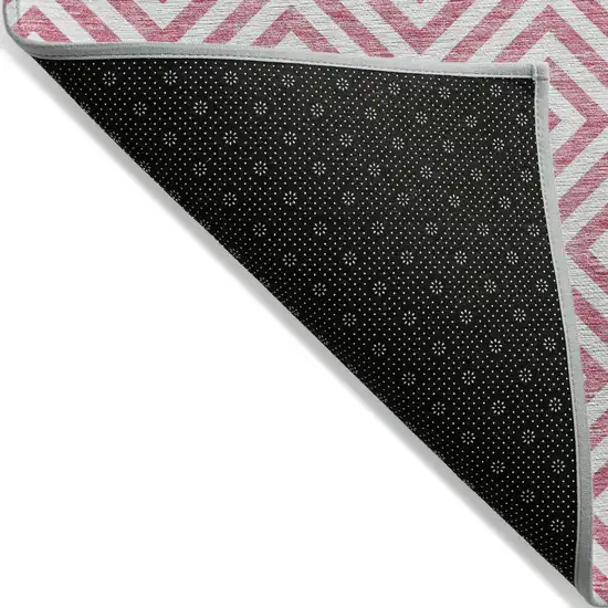 Pink And Ivory Geometric Washable Indoor Outdoor Area Rug Photo 2