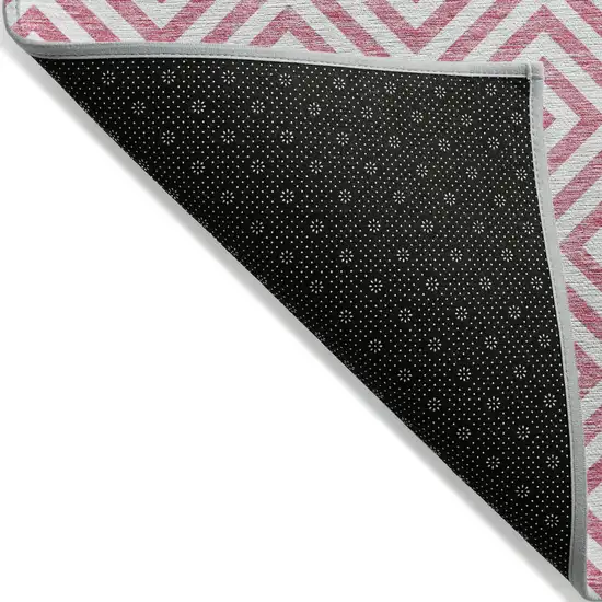 Pink And Ivory Geometric Washable Indoor Outdoor Area Rug Photo 2