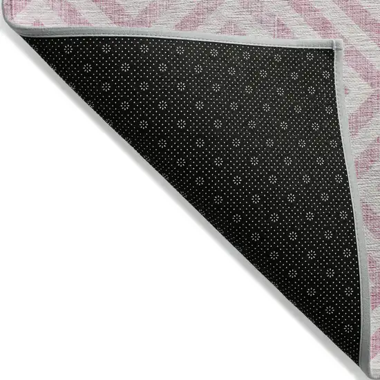 Pink And Ivory Geometric Washable Indoor Outdoor Area Rug Photo 2