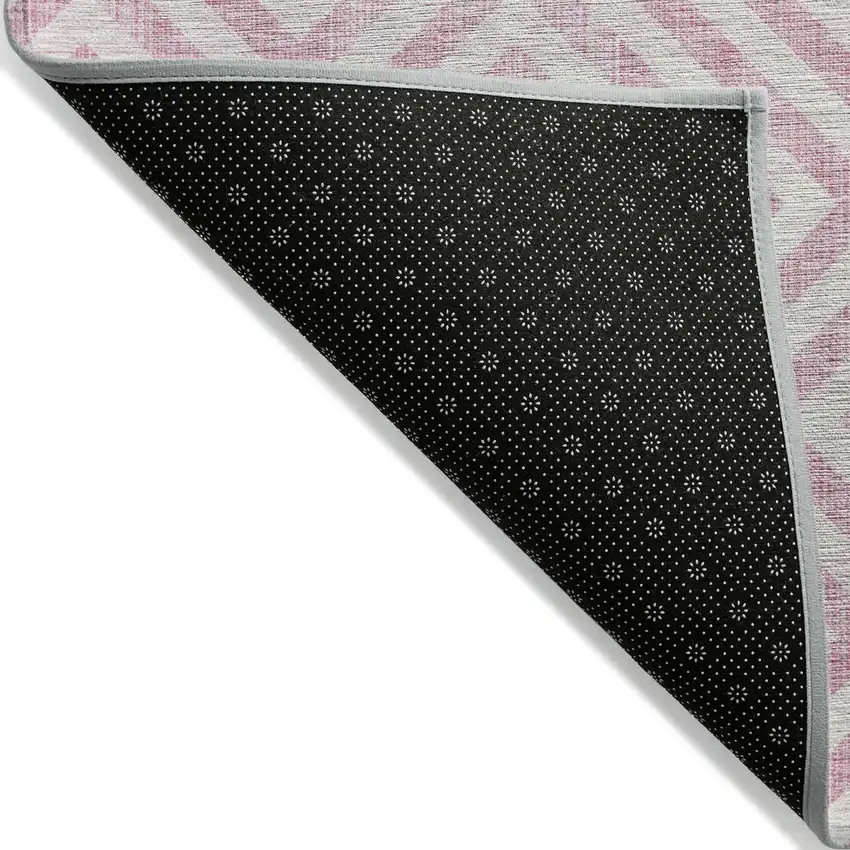 Pink And Ivory Geometric Washable Indoor Outdoor Area Rug Photo 2
