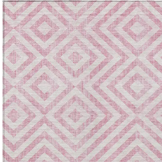 Pink And Ivory Geometric Washable Indoor Outdoor Area Rug Photo 6