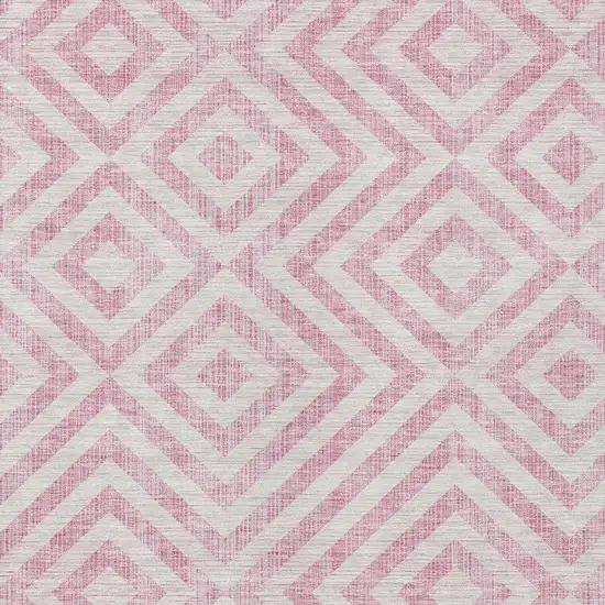 Pink And Ivory Geometric Washable Indoor Outdoor Area Rug Photo 5