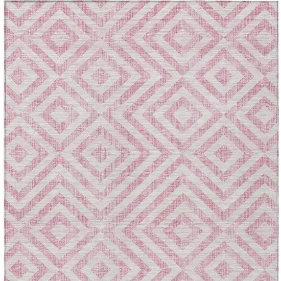 Pink And Ivory Geometric Washable Indoor Outdoor Area Rug Photo 6