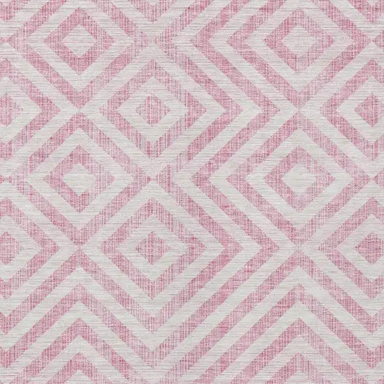 Pink And Ivory Geometric Washable Indoor Outdoor Area Rug Photo 5