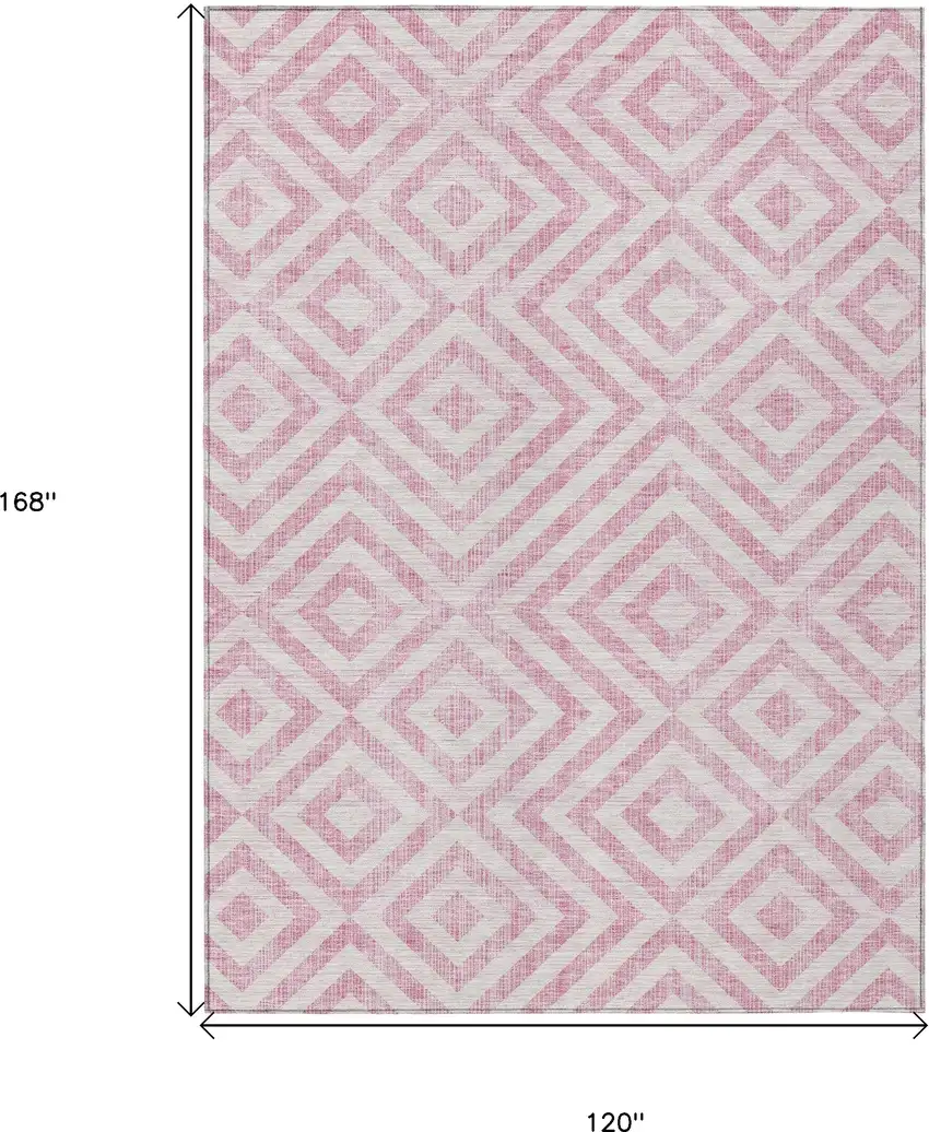Pink And Ivory Geometric Washable Indoor Outdoor Area Rug Photo 3