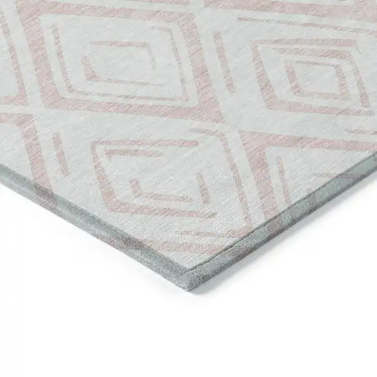 Pink And Ivory Geometric Washable Indoor Outdoor Area Rug Photo 3