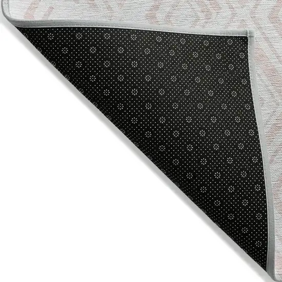 Pink And Ivory Geometric Washable Indoor Outdoor Area Rug Photo 2