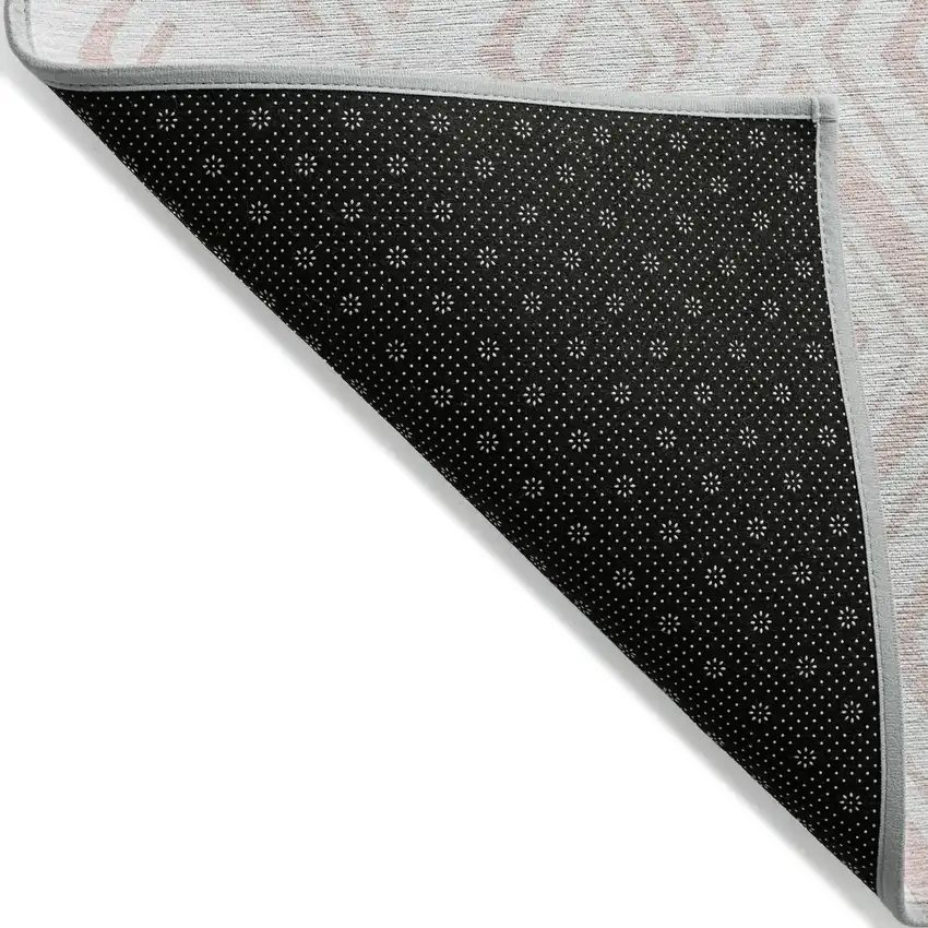 Pink And Ivory Geometric Washable Indoor Outdoor Area Rug Photo 2