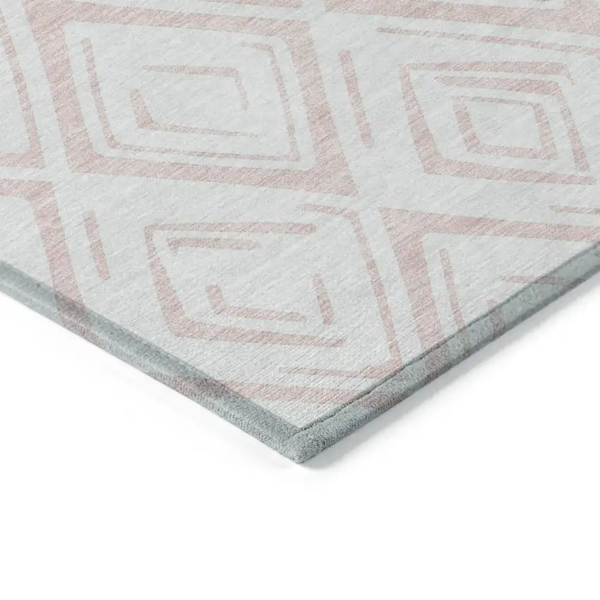 Pink And Ivory Geometric Washable Indoor Outdoor Area Rug Photo 4