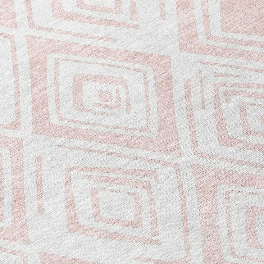 Pink And Ivory Geometric Washable Indoor Outdoor Area Rug Photo 5