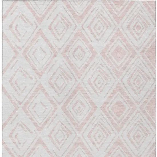 Pink And Ivory Geometric Washable Indoor Outdoor Area Rug Photo 6