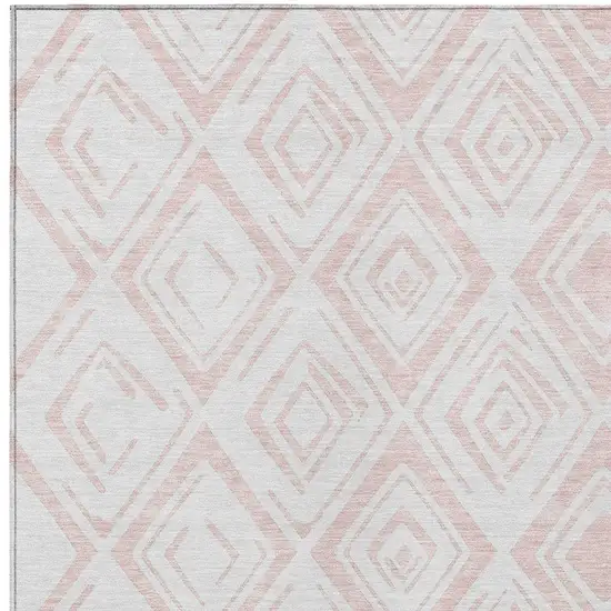 Pink And Ivory Geometric Washable Indoor Outdoor Area Rug Photo 4