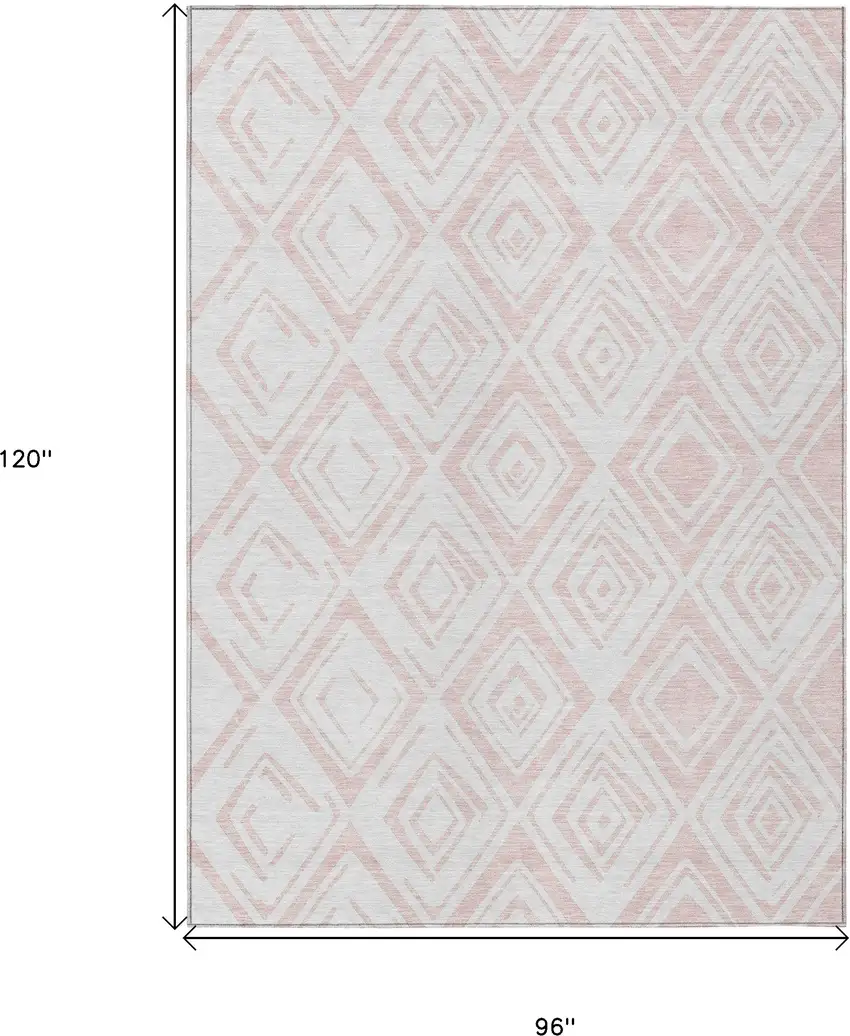 Pink And Ivory Geometric Washable Indoor Outdoor Area Rug Photo 3
