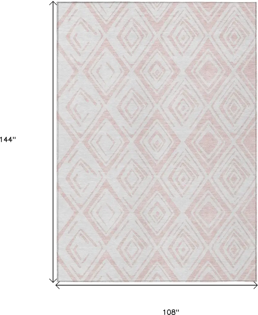 Pink And Ivory Geometric Washable Indoor Outdoor Area Rug Photo 3