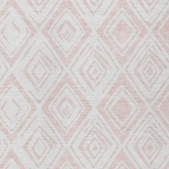 Pink And Ivory Geometric Washable Indoor Outdoor Area Rug Photo 4
