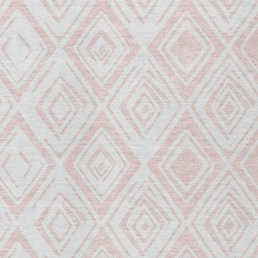 Pink And Ivory Geometric Washable Indoor Outdoor Area Rug Photo 4