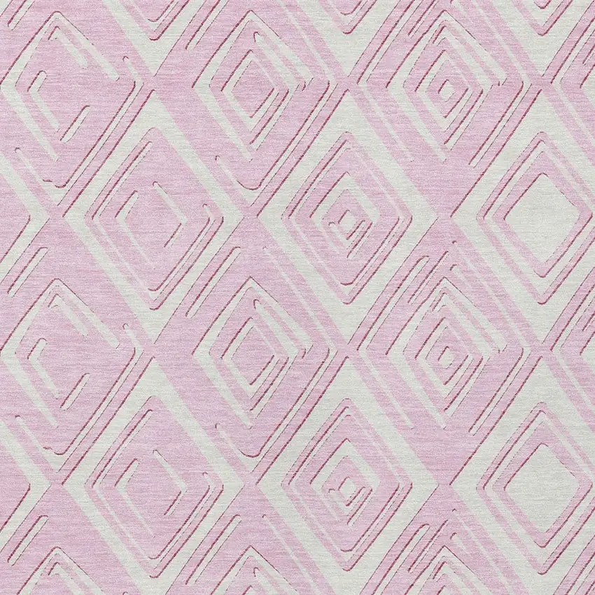 Pink And Ivory Geometric Washable Indoor Outdoor Area Rug Photo 6