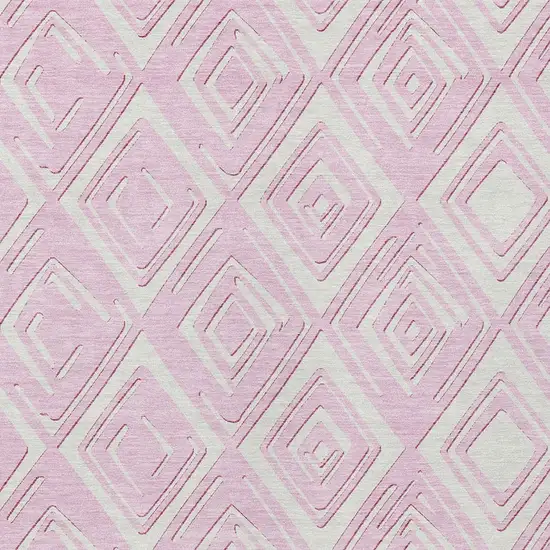 Pink And Ivory Geometric Washable Indoor Outdoor Area Rug Photo 6