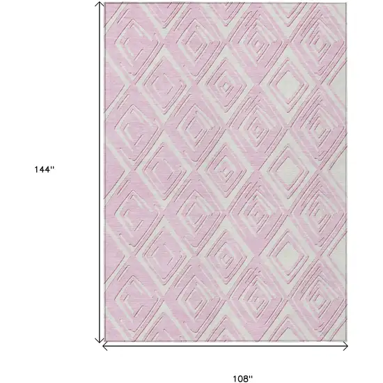 Pink And Ivory Geometric Washable Indoor Outdoor Area Rug Photo 3