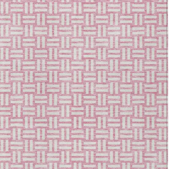 Pink And Ivory Geometric Washable Indoor Outdoor Area Rug Photo 7